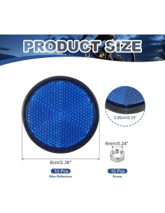 Reflectores Traseros PATIKIL 10 Pcs Azul para Motocicleta 2