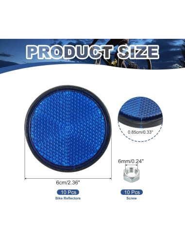 Reflectores Traseros PATIKIL 10 Pcs Azul para Motocicleta