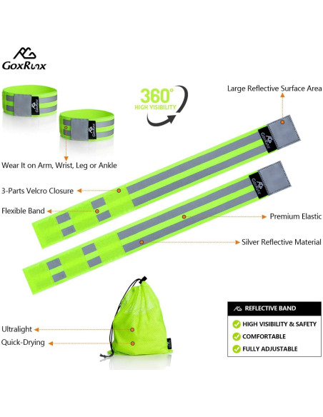 Bandas Reflectantes GoxRunx 6 Piezas Ajustables para Correr Bandas Reflectantes GoxRunx 6 Piezas Ajustables para Correr