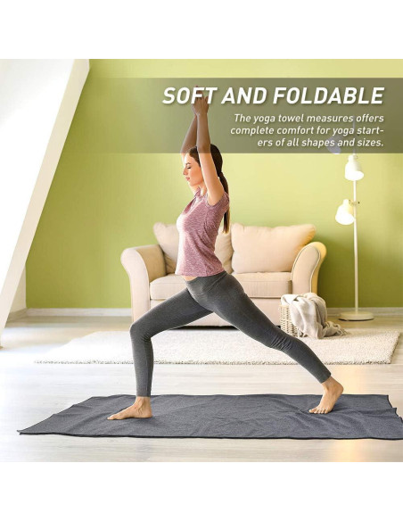 Toalla de Yoga JBM 183x66 cm Antideslizante Microfibra Gris Toalla de Yoga JBM 183x66 cm Antideslizante Microfibra Gris