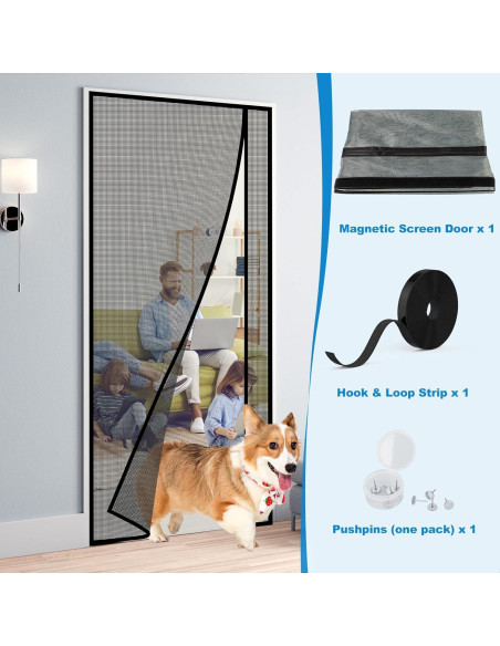 Puerta de Pantalla Magnética HOMWMPA 36x80 cm Gris Puerta de Pantalla Magnética HOMWMPA 36x80 cm Gris