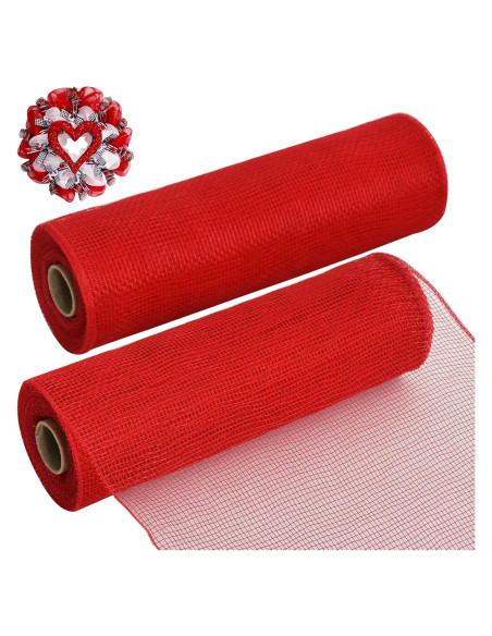 Cinta Decorativa de Malla Roja TONIFUL 10 cm x 6 m 2 Rollos Cinta Decorativa de Malla Roja TONIFUL 10 cm x 6 m 2 Rollos