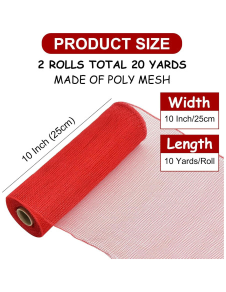 Cinta Decorativa de Malla Roja TONIFUL 10 cm x 6 m 2 Rollos Cinta Decorativa de Malla Roja TONIFUL 10 cm x 6 m 2 Rollos