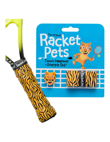 Dampener y Cinta de Overgrip Racket Pets Tigre para Tenis