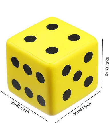 Dado de Esponja PU Amarillo 8cm - Juego y Educación
