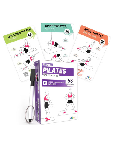 Tarjetas de Entrenamiento de Pilates Flexies - 58 Ejercicios con Video