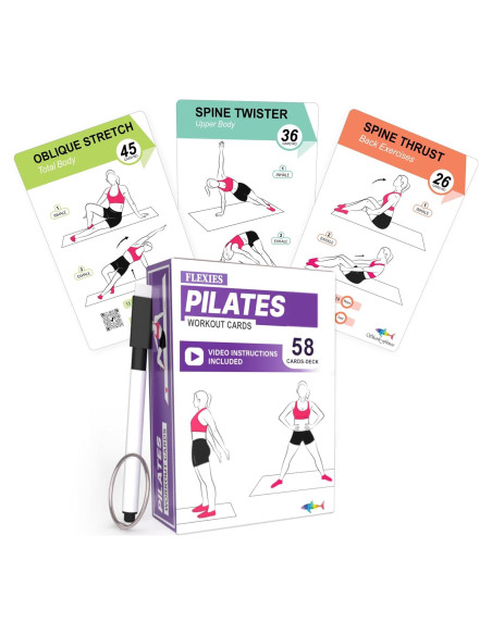 Tarjetas de Entrenamiento de Pilates Flexies - 58 Ejercicios con Video Tarjetas de Entrenamiento de Pilates Flexies - 58 Ejercicios con Video