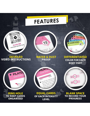 Tarjetas de Entrenamiento de Pilates Flexies - 58 Ejercicios con Video