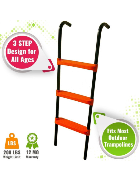 Escalera de Trampolín N1Fit 3 Pasos 101.6cm Antideslizante Escalera de Trampolín N1Fit 3 Pasos 101.6cm Antideslizante