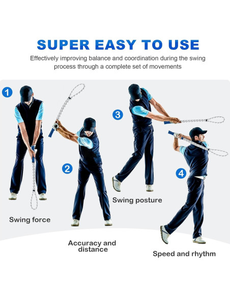 Entrenador de Swing de Cuerda de Golf Tienda de Golf - Mejora Potencia y Velocidad Entrenador de Swing de Cuerda de Golf Tienda de Golf - Mejora Potencia y Velocidad
