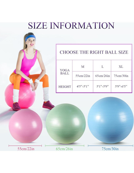 Pelotas de Ejercicio Inflables Honoson 55/65/75 cm - 3 Piezas Pelotas de Ejercicio Inflables Honoson 55/65/75 cm - 3 Piezas