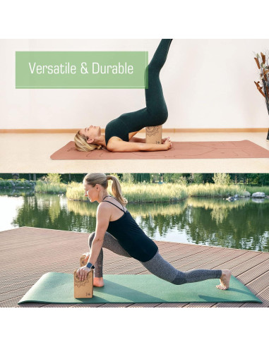 Bloques de Yoga de Corcho Overmont 2 Piezas con Correa 2.44m
