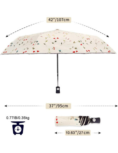 Paraguas Plegable Cuby UV Solar Automático Impermeable Flores