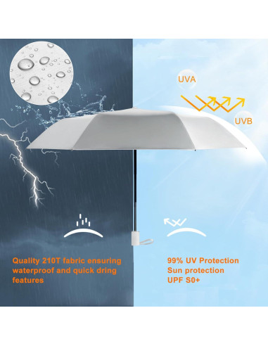 Paraguas Plegable Cuby UV 99% Protección Antiviral Negro