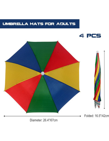 Paquete de 4 Sombreros Paraguas MUFEKUM Plegables 67cm