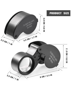Lupa de Joyero Plegable 40X Amoper con Luz LED - 2 Piezas 2