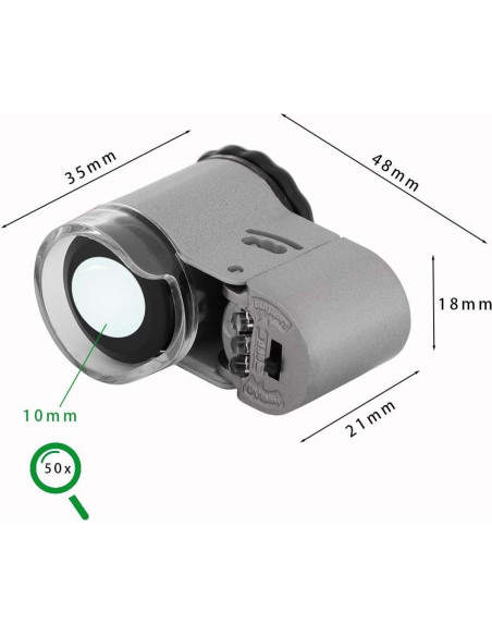 Lupa de Joyería SIQITECHNO 50X con Luz LED y UV Lupa de Joyería SIQITECHNO 50X con Luz LED y UV