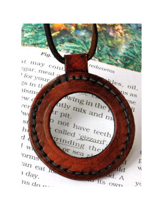 Collar de Cuero Vintage SARA NAUTICAL con Lente de Aumento 2x 2