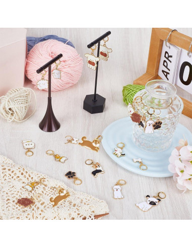 Marcadores de Puntos de Crochet SUNNYCLUE 24 Pcs Perro Esmalte