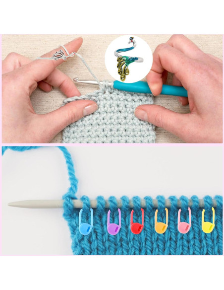 Kit de Anillos de Crochet LBU + 60 Marcadores Ajustables Kit de Anillos de Crochet LBU + 60 Marcadores Ajustables