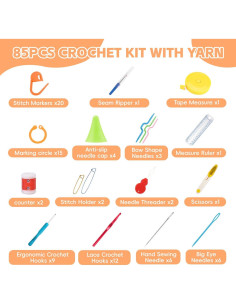 Set de Ganchos de Crochet HATINXIA 85pcs Ergonómicos 2