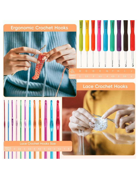 Set de Ganchos de Crochet HATINXIA 85pcs Ergonómicos Set de Ganchos de Crochet HATINXIA 85pcs Ergonómicos
