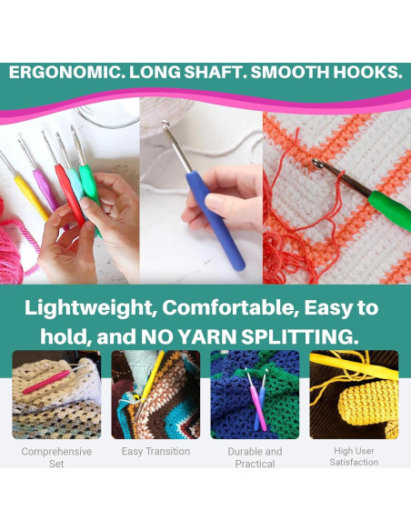 Ganchos de Crochet Ergonómicos Athena's Elements 12 Piezas 2-8 mm Ganchos de Crochet Ergonómicos Athena's Elements 12 Piezas 2-8 mm