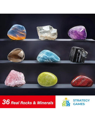 Kit educativo de rocas y minerales EDUMAN - 36 piezas