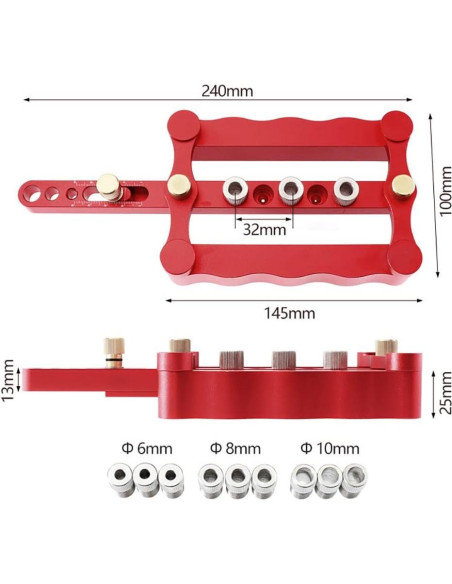 Plantilla de Perforación Dowel Joywayus 6/8/10mm para Carpintería Plantilla de Perforación Dowel Joywayus 6/8/10mm para Carpintería