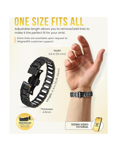 Pulsera Magnética Titanio MagnetRX EllipseMAX 5000 Gauss Negra