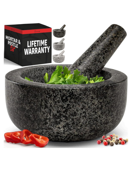 Mortero y Mano de Granito Priority Chef 2 Tazas Negro Mortero y Mano de Granito Priority Chef 2 Tazas Negro