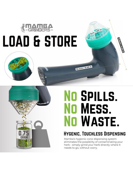Molinillo Eléctrico de Hierbas Mamba Lite 0.75g USB Verde Molinillo Eléctrico de Hierbas Mamba Lite 0.75g USB Verde
