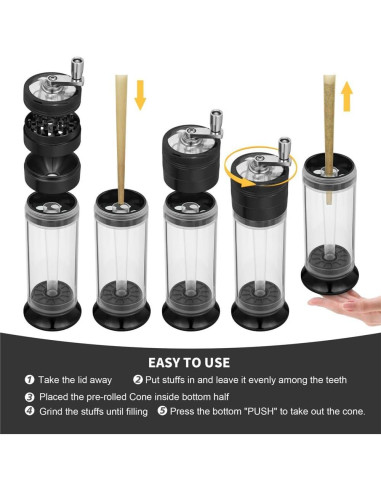 Molino de Especias 3-en-1 PLAMAKER Negro con Tapa Magnética