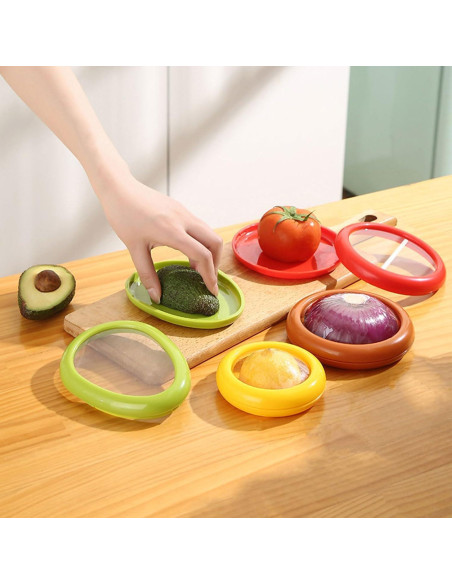 Juego de 4 Conservadores de Silicona S-S-H para Frutas y Verduras Juego de 4 Conservadores de Silicona S-S-H para Frutas y Verduras