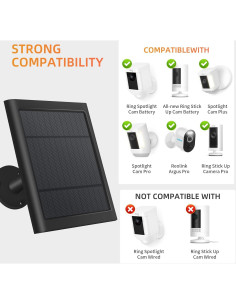 Panel Solar Paodekua 2 Pcs 4W para Cámara Ring Negro 2