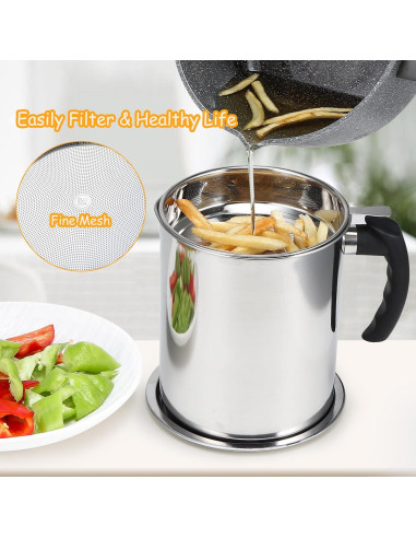 Contenedor de Grasa de Tocino Kaemi 2.2L con Colador y Tapa