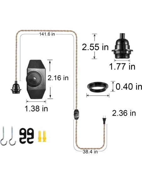 Kit de Cable de Luz Colgante Grtoeud 4.75m E26 Regulable Kit de Cable de Luz Colgante Grtoeud 4.75m E26 Regulable