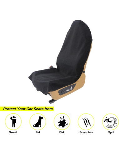 Cubierta de Asiento de Coche Impermeable VSHIELD Negra Universal
