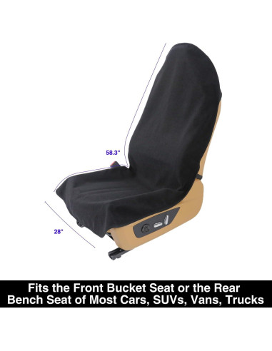 Cubierta de Asiento de Coche Impermeable VSHIELD Negra Universal