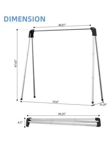 Perchero Plegable APEXCHASER de Acero Inoxidable 121.92 cm