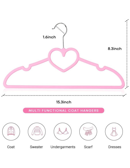 Perchas de Plástico ZRKFSR 50 Unidades Corazón Ahorra Espacio