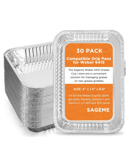 Paquete de 30 bandejas desechables Sageme para parrillas Weber Paquete de 30 bandejas desechables Sageme para parrillas Weber