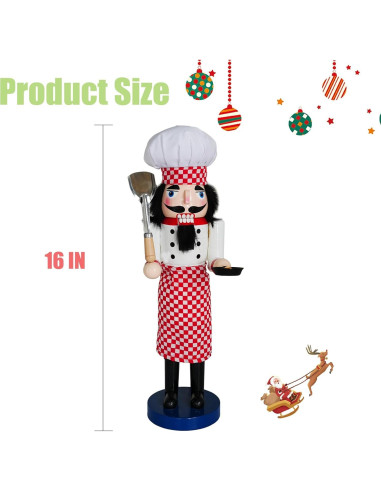 Figura Cascanueces Chef NEROSUN 40 cm Madera Decoración Navidad
