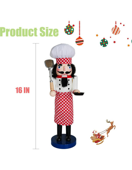 Figura Cascanueces Chef NEROSUN 40 cm Madera Decoración Navidad Figura Cascanueces Chef NEROSUN 40 cm Madera Decoración Navidad