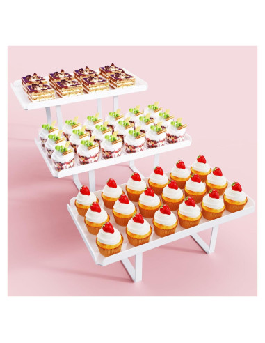 Soporte para Cupcakes Bakzon 3 Niveles Acrílico Blanco Hierro