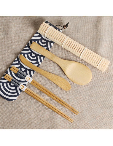 Kit de Sushi YOFAN de Bambú con Esterilla y Palillos