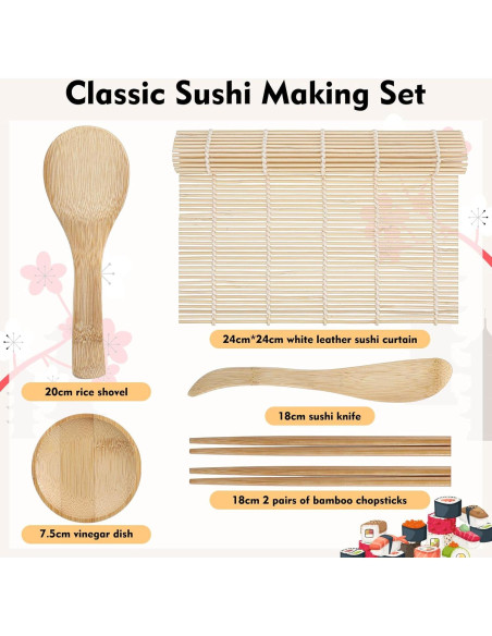 Kit de Hacer Sushi Guduling 6 Piezas de Bambú para Principiantes Kit de Hacer Sushi Guduling 6 Piezas de Bambú para Principiantes