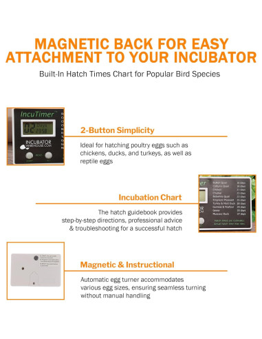 Temporizador de Incubadora de Huevos Incubator Warehouse 90 Días
