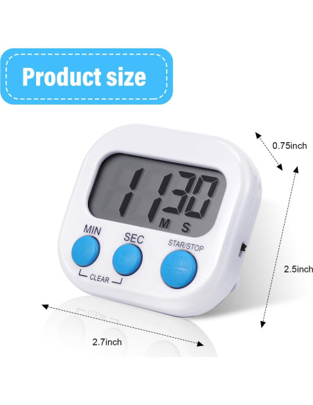 Temporizador Digital de Cocina Weewooday 12 Pcs Alarma Fuerte Temporizador Digital de Cocina Weewooday 12 Pcs Alarma Fuerte