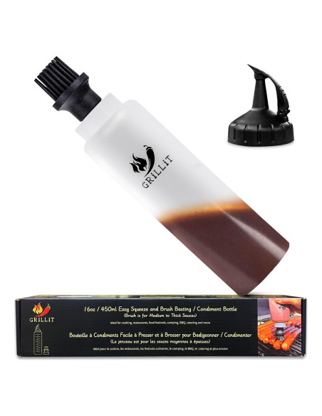 Botella de Salsa BBQ con Brocha de Silicona GRiLLiT 480 ml Botella de Salsa BBQ con Brocha de Silicona GRiLLiT 480 ml
